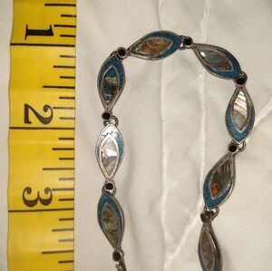 Abalone, Turquoise and Silver 7" Bracelet